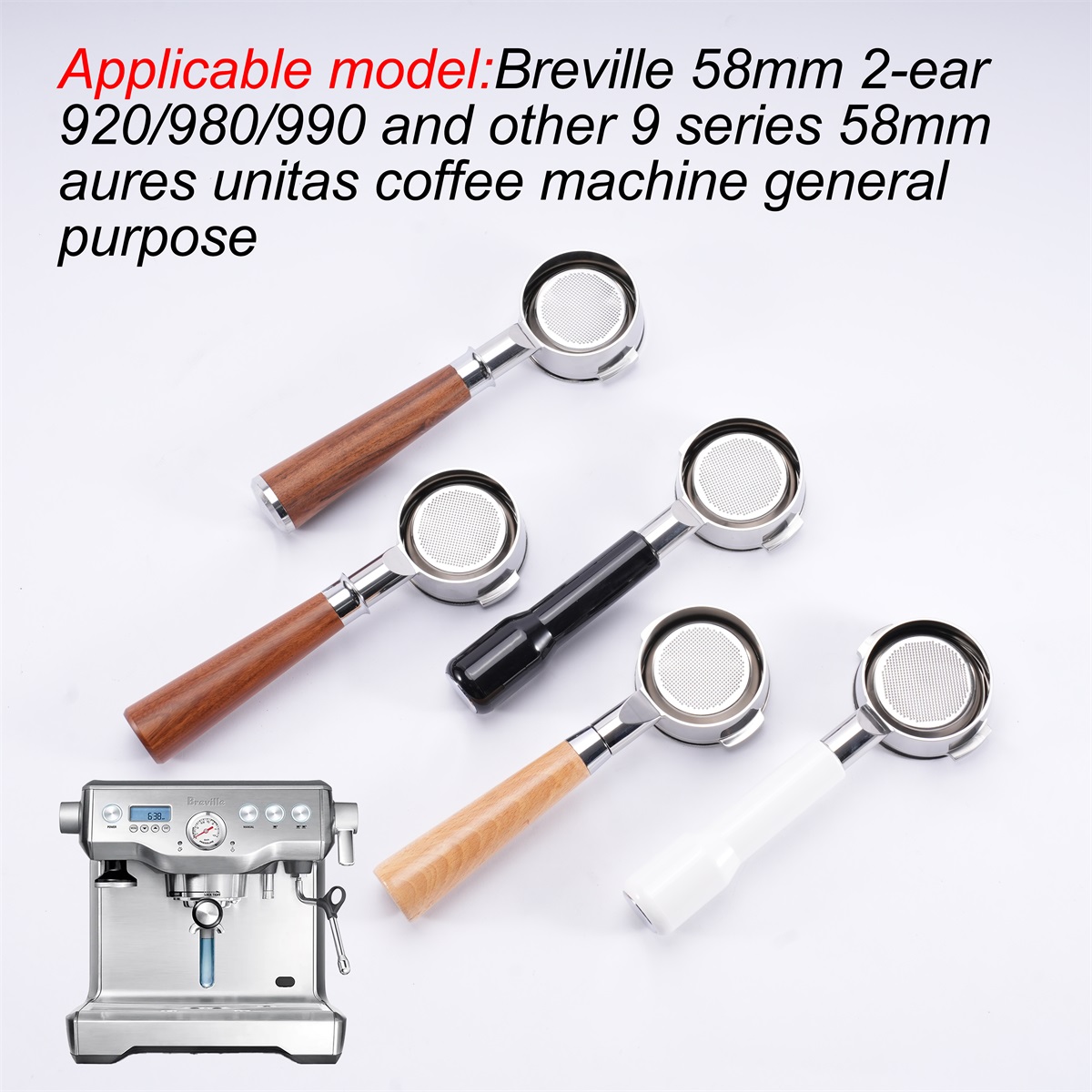 Portafilter 58Mm - 58Mm Bodemloze Portafilter Breville Bes920/980/990 Roestvrij