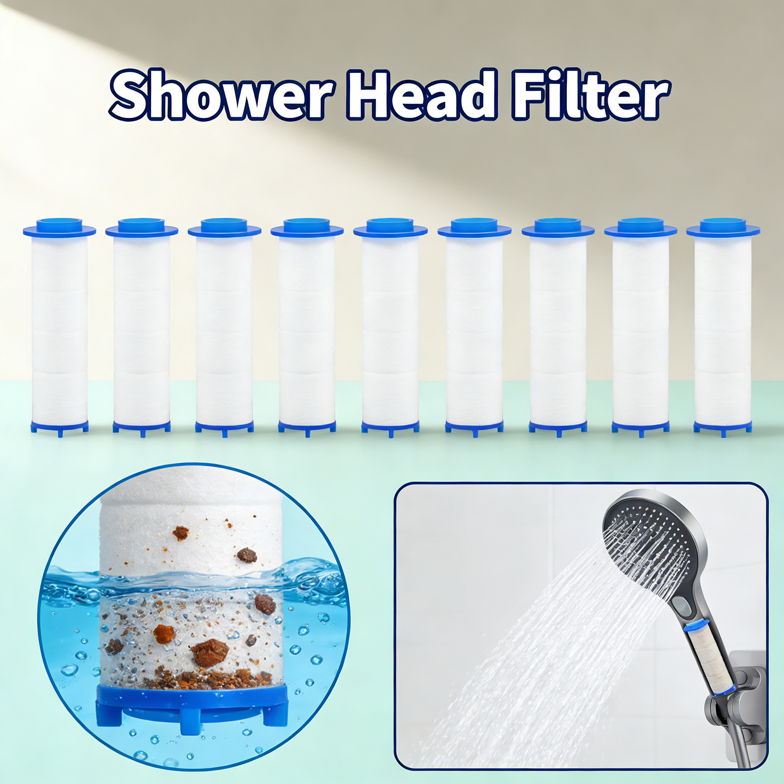 Water Filter Cartridge - 20 stuks vervangende douchefiltercartridge douchewaterfilter Verwijder